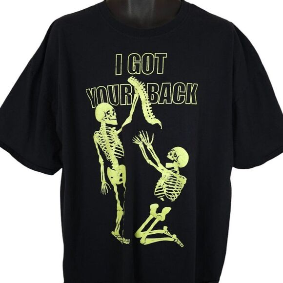 Halloween Skeleton T Shirt Mens Size 3XL Black I Got Your Back Skull Funny Humor - Picture 2 of 6